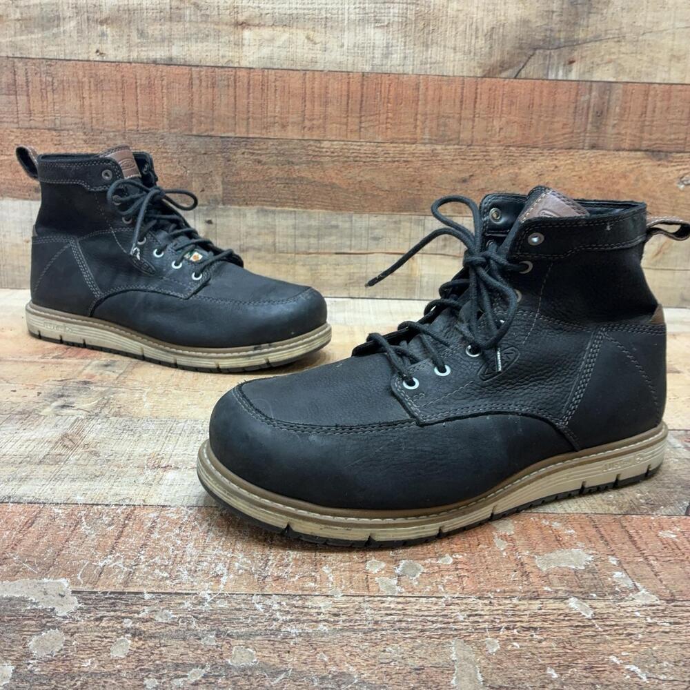 KEEN Boots Mens Size 12 EE 46 Black Leather Work Utility Chukka Boots steel toe